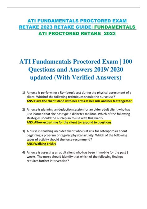 Ati Fundamentals Proctored Exam Retake Retake Guide Fundamentals