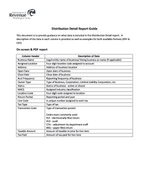 Fillable Online Dor Wa Distribution Detail Report Guide Dor Wa Fax