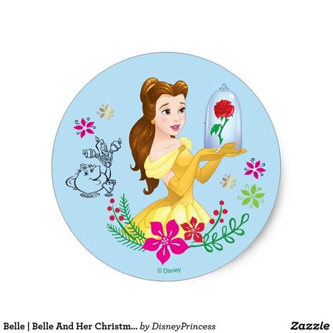 Belle | Belle And Her Christmas Rose Classic Round Sticker | Zazzle ...