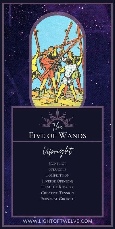Five Of Wands Tarot Card Meaning Minor Arcana Light Of Twelve