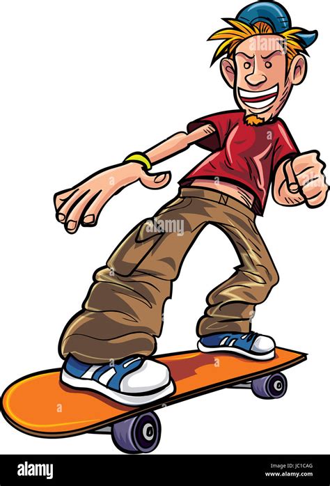 Cartoon Skater On His Skateboard Isolated On White Stock Photo Alamy