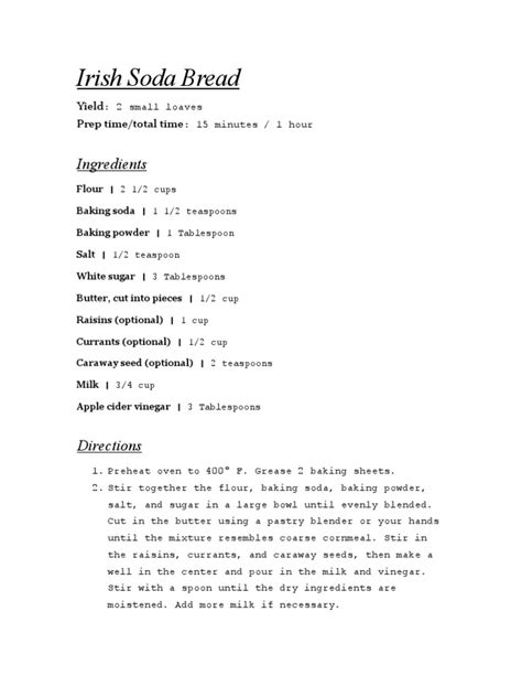 Irish Soda Bread Recipe Pdf