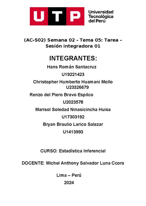 Sesion Integradora 01 Estadistica Inferencial AC S02 Semana 02