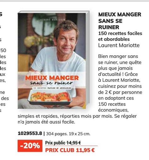 Promo Mieux Manger Sans Se Ruiner Laurent Mariotte Chez France