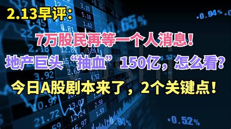 7万股民等一个人消息，地产巨头“抽血”150亿，今天a股剧本来了 Youtube