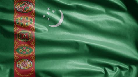 Premium Photo Turkmenistan Flag Waving In The Wind Turkmenia