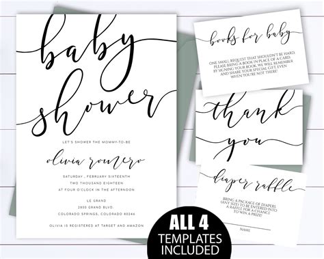 Simple Baby Shower Invitation Template Modern Baby Shower Etsy