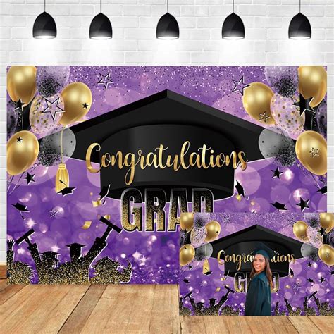 Amazon OERJU 2024 Graduation Photography Backdrop Purple