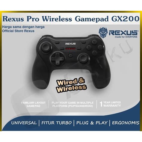 Jual Rexus Pro Wireless Gamepad GX200 Gaming Pad Games Controller