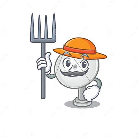 Cheerfully Farmer Satellite Dish Cartoon Picture With Hat And Tools