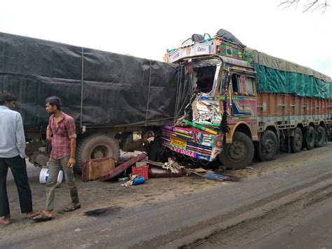 Truck Rammed From Behind In A Truck Parked On The Side Of The Road One