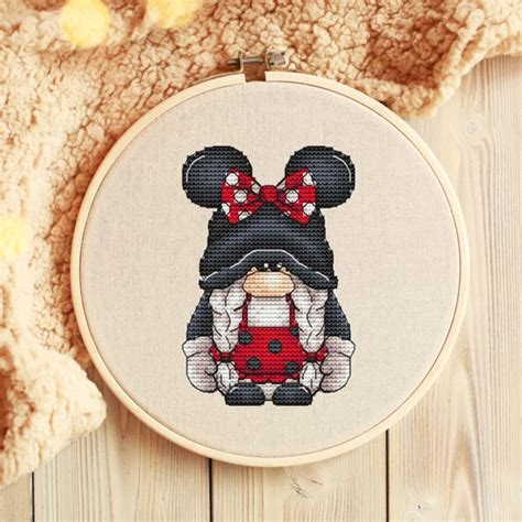 Gnome Cross Stitch Pattern Pdf Mouse Gnome Counted Cross Etsy