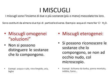 Miscugli Omogenei Soluzioni Non Si Possono Distinguere Le Sostanze