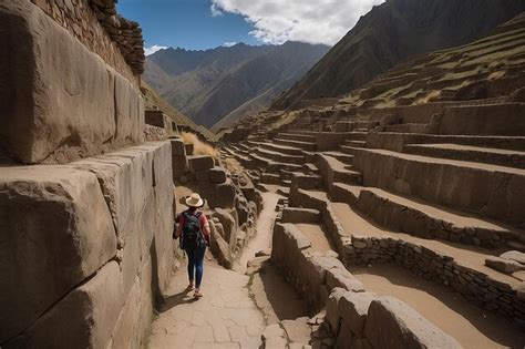 Turista Explorando As Trilhas Incas E O S Tio Arqueol Gico Em