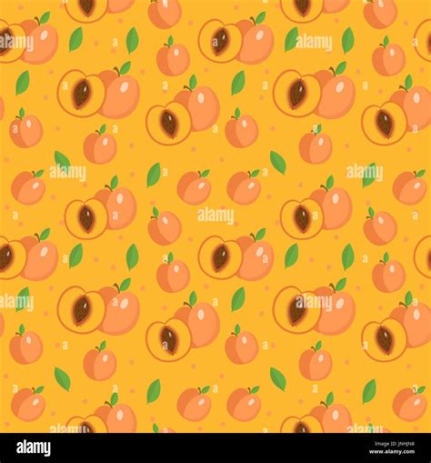 Peach Seamless Pattern Apricot Endless Background Texture Fruits