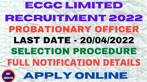 Ecgc Po 2022 Notification Exam Date And Selection Procedure Apply