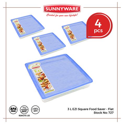 Pcs L Ezi Square Food Saver Flat Sunnyware Food Keeper