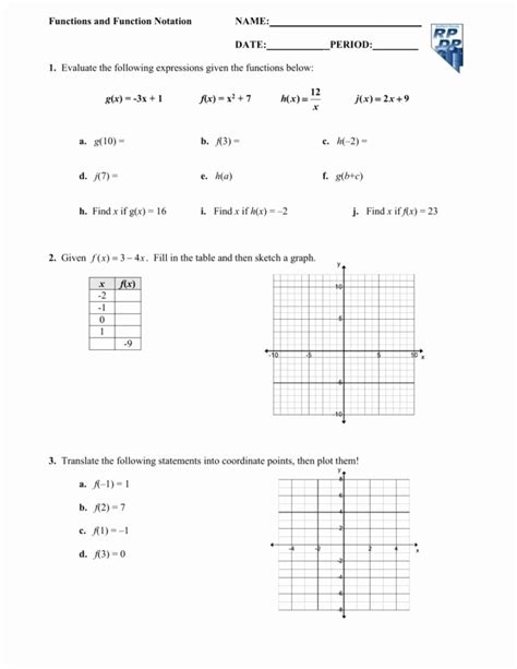 50 Algebra 1 Function Notation Worksheet