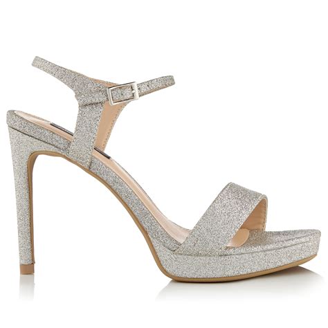 Silver-tone glitter finish sandals | EXSA21919 | NISSA