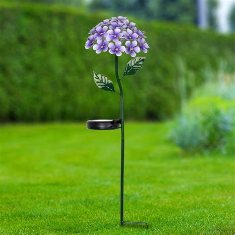 Exhart Solar Metal Hydrangea Garden Stake With Twenty Six LED Lights 7