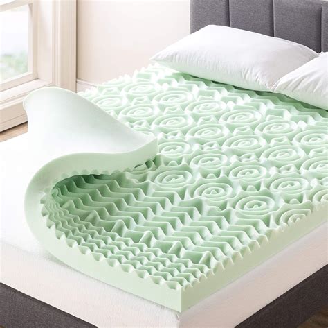 Mellow 4 Inch 5 Zone Memory Foam Mattress Topper Calming Green Tea Infusion Twin