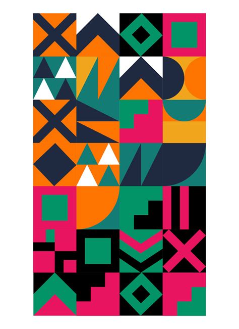 Abstract geometric pattern design with simple geometric shapes and basic colorful patterns ...