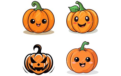 Premium Vector Cute Halloween Pumpkins Isolated On White Background Flat Style Vector Illustration