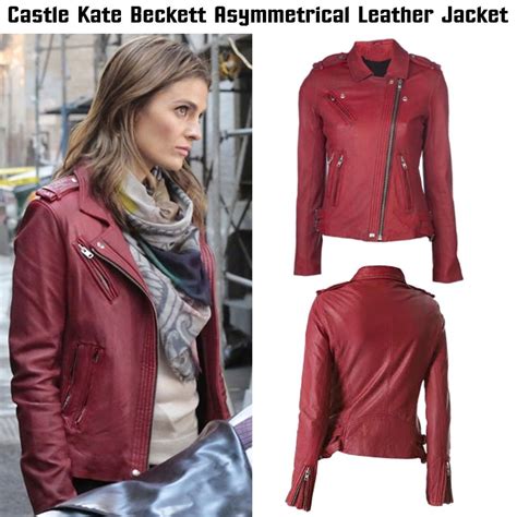 Stana Katic Castle Kate Beckett Red Leather Jacket Films Jackets