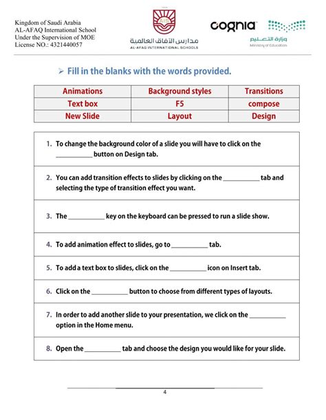 Power Point Worksheet