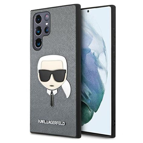 Karl Lagerfeld Saffiano Ikonik Karl s Head Back Cover Πλαστικό Ασημί