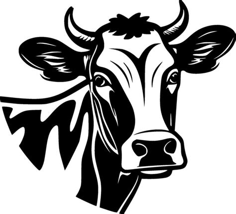 Ilustración de vector de icono aislado blanco y negro de vaca Vector