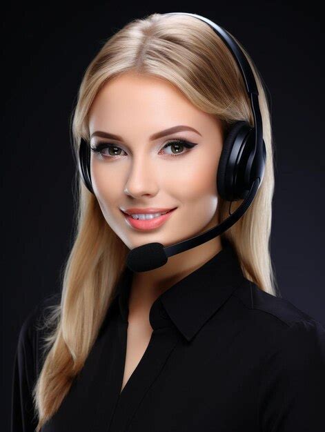 Une Belle Femme Blonde Portant Un Casque Photo Premium