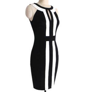 Black S Fashionable Keyhole Neckline Sleeveless Bodycon Dress For Women