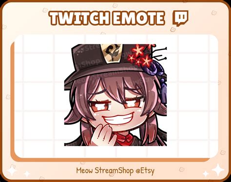 Twitch Emote Hu Tao Smug Face Emote Genshin Impact Sub Etsy