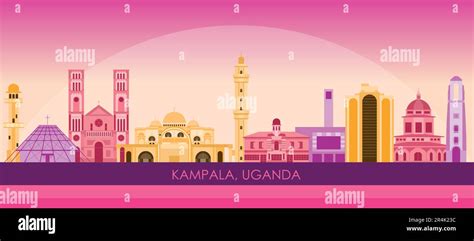 Sunset Skyline panorama of city of Kampala, Uganda - vector ...