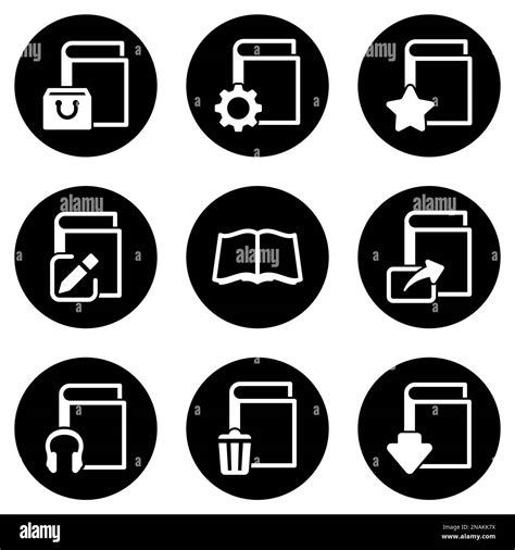 Set Of Simple Icons On A Theme Book Vector Design Collection Flat