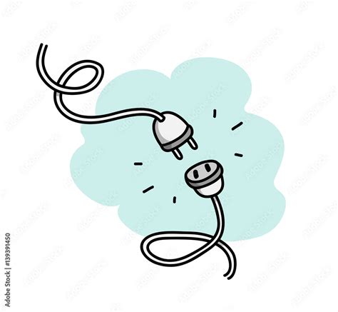 Unplugged Electrical Socket Plug A Hand Drawn Vector Doodle