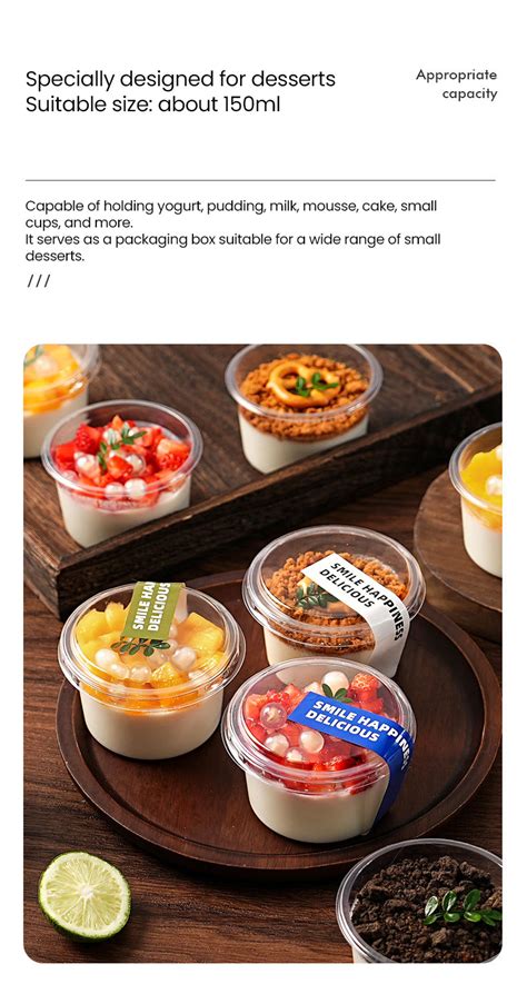 Pcs Dessert Cup With Lid Transparent Plastic Cups For Dessert Ice