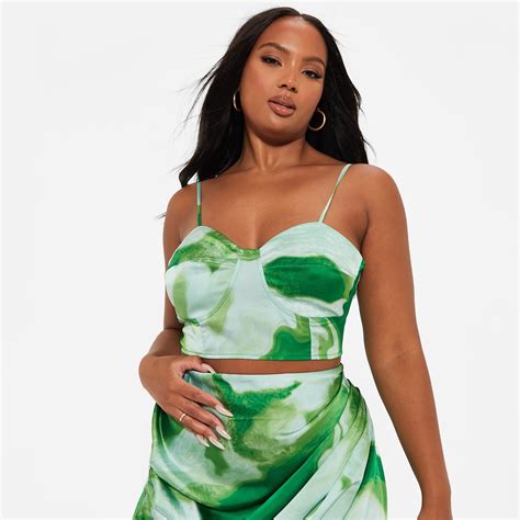 I Saw It First Printed Satin Crop Top Co Ord Woven Cami Tops