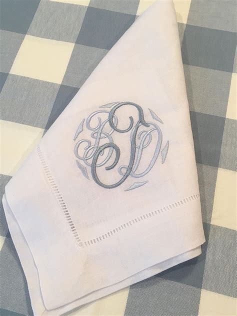 Monogrammed Linen Cotton Dinner Napkin Embroidered Table