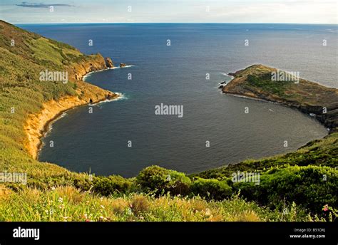 Volcanic Creator Bay Open To The Sea Caldeira Do Inferno On Side Of