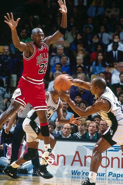 Michael Jordan Leaps To Intercept A Pass Against The Spurs In January