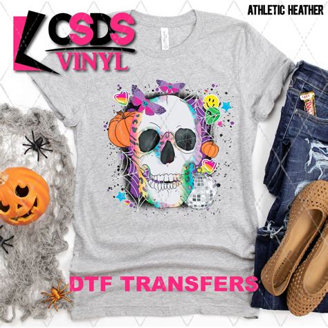 Dtf Transfer Dtf004158 Colorful Skull Csds Vinyl