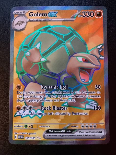 Pokemon TCG Golem EX 189 165 ULTRA RARE Full Art Pokemon 151 Card