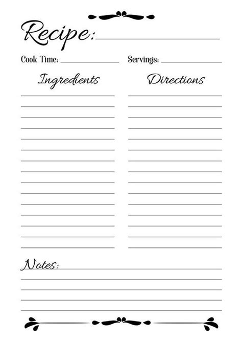 Recipe sheet printable recipe page template blank recipe etsy – Artofit