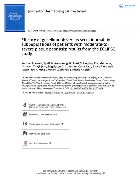 PDF Efficacy Of Guselkumab Versus Secukinumab In Subpopulations Of