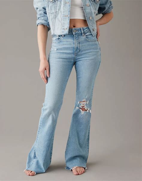 Ae Next Level Ripped Super High Waisted Flare Jean