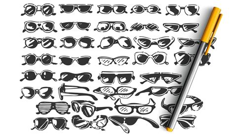 Glasses Doodle Set 23816038 Vector Art At Vecteezy