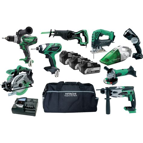 Hitachi Ktl918s 18v Cordless 9 Piece Power Tool Kit Power Tool Kits