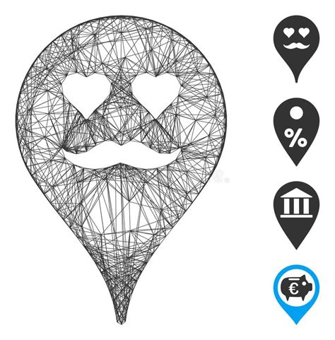 Net Lover Smiley Map Marker Vector Mesh Stock Illustration